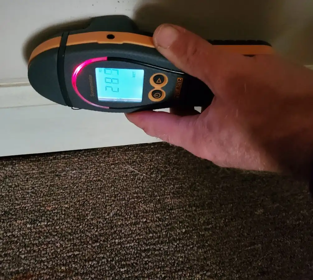 Moisture detection at baseboard during Burst Pipe Cleanup in Bridgeport